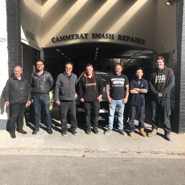 Cammeray Smash Repairs team standing outside the Crows Nest workshop